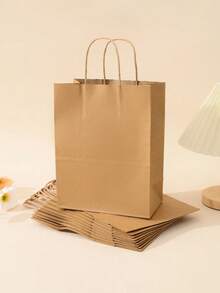 1/6/12个牛皮纸袋，圣诞礼品袋，带手柄的礼品包装袋，适用于牛皮纸礼品袋、节日、新年、婚礼、生日糖果袋、派对礼品袋