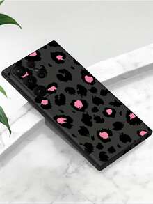 1个黑色和粉色豹纹时尚手机壳，创意防震防滑保护套，兼容、荣耀、红米、三星，防水防摔防刮，春季礼物 - 黑色 - 查看 3