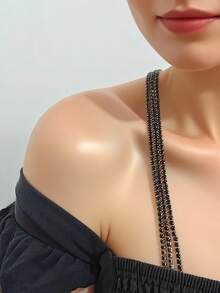 2 件水钻肩带装饰性胸罩肩带，可调节女士新娘内衣配饰，适合狂欢