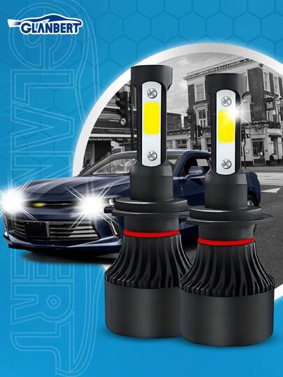 GLANBERT 2pcs/Pack New 4 Sides H4 H7 Car LED Headlights H11 9005 HB3 9006 HB4 H13 LED Headlight Car Lights Bulbs For Auto