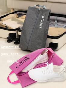 1 pièce/5 pièces Sac à chaussures de voyage à fermeture éclair en tissu Oxford imperméable avec broderie, organisateur de bagage portable anti-poussière et imperméable, pochette de rangement pour chaussures de voyage à domicile