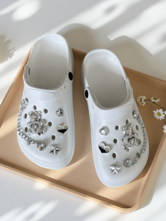 New Women Cute Bear Hollow Out Breathable Slip-On Sandals, Simple Lightweight Versatile Outdoor & Indoor Flip Flops