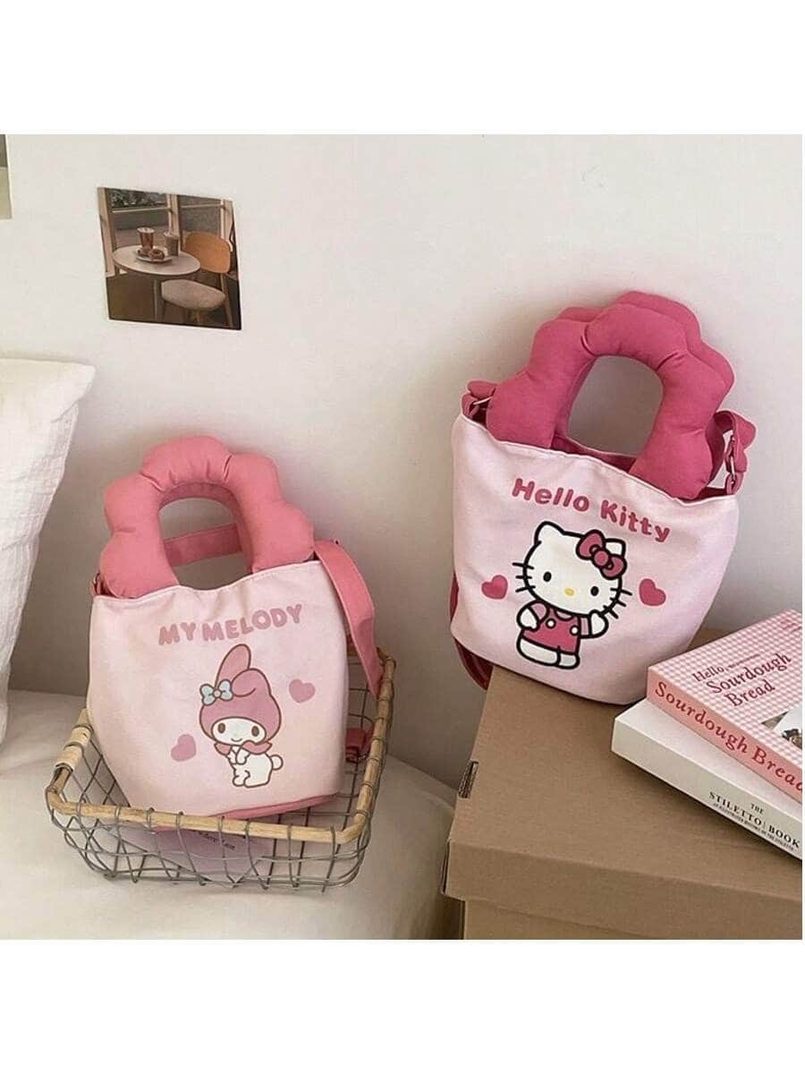 Sanrio 1pc Sanrio Hello Kitty Melody Cute Women Shoulder Bag Highly Attractive Large Capacity Storage Bag Hundred Handheld Bucket Bag