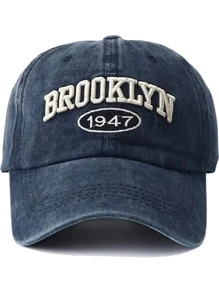 1 Pieza Gorra de béisbol con estilo lavado 1947 y bordado 3D de letras - Brooklyn para mujer, gorra de sol vintage, sombrero de sol ajustable para exteriores, estilo Y2K para hombre
