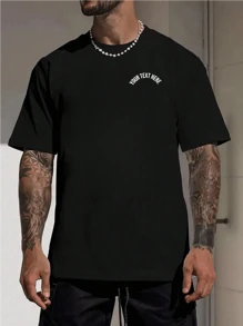 Koszulka męska w dużym rozmiarze z personalizowanym tekstem, wpisz swój tekst/błogosławieństwo/ciekawy cytat/wiadomość, prezent świąteczny, spersonalizowany tekst na Walentynki/urodziny/rocznicę, strój do team buildingu, festiwal muzyczny, prezent dla niego, odzież imprezowa, wiosenno-letnia męska koszulka z krótkim rękawem i okrągłym dekoltem, prezent dla niego, prezent na Walentynki