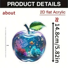 1pcs2D Flat Thickness 0.3 Cm Crystal Apple Creative Home Living Room Desktop Decoration, Colorful Acrylic Vibrant Bohemian Style, Collected Statues, Desktop Plaques, Suitable For Living Room, Bedroom, Study And Office Decoration