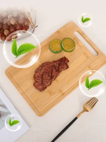 1块天然竹木砧板，防霉抗菌家用菜板，全竹砧板，实木菜板，防粘表面水果板，厨房刀板，面包板，切菜板，披萨板，寿司板，水果菜板，双面菜板，果盘，食物，厨具