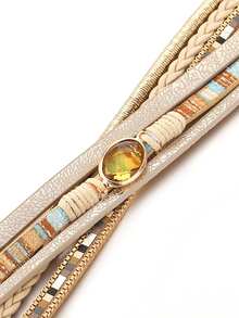 1 pièce Bracelet ajustable de couleur kaki avec tube en laiton et zirconium, cadeaux pour la Fête des Mères - Kaki - Voir 4