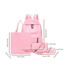 4 piezas Mochila multicompartimento de gran capacidad para estudiantes universitarios y viajes cortos, adecuada para ir y volver al colegio - Multicolor - Ver 8