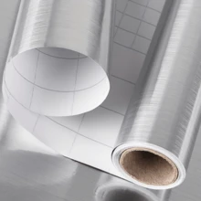 1 Roll Of Luxurious Wall Vinyl Self-Adhesive Wallpaper, 3D Wall Stickers Self-Adhesive Detachable Wallpaper, Used For Kitchen Splash-Proof Panels, Countertops, Bathroom Basins, Masonry And Wood Grain Styles, Home Decoration And Room Decoration - Silver - View 8