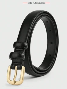 2条/1条针扣女士腰带装饰，适用于牛仔裤、裙子、长裤，纤细1.8厘米极简腰带，纯色休闲复古PU皮女士腰带，四季皆宜