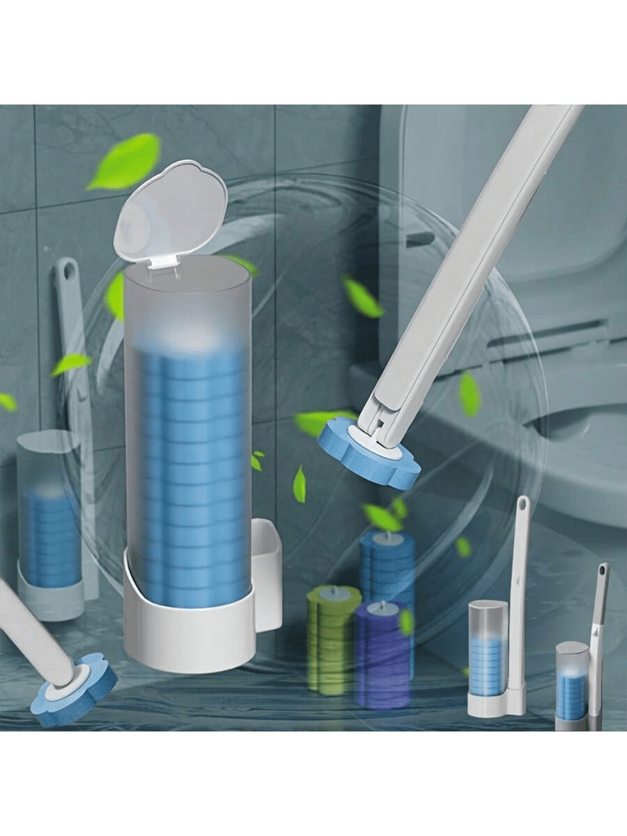 1set Disposable Toilet Brush Set With Only 18 Disposable Toilet Brush Heads Refills, Toilet Bowl Cleaning Brush, Self-Contained Detergent Head Brush, Bathroom Cleaning Brush, No Dead Corner, Cleaning Supplies, Cleaning Tool, Back To School Supplie