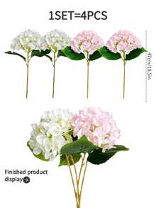 4 件人造花绣球花束，假花适用于墙壁、客厅、卧室、婚礼、派对装饰、桌面装饰。家居、桌面装饰、厨房、婚礼、餐桌、中心装饰、办公室、花园、户外、房屋、露台装饰、春季、夏季、秋季和冬季装饰