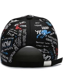1 件新款涂鸦风格字母数字图形印花时尚棒球帽，休闲嘻哈街头帽，户外时尚太阳帽 - 彩色 - 查看 8