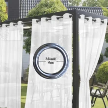 Outdoor Curtains - Waterproof UV Blocking Privacy Drapes For Pergola Deck Balcony, All-Weather Blackout Curtain - Grey - View 6