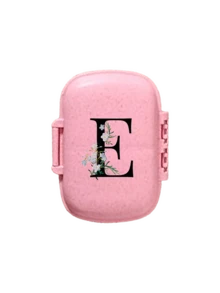 便携式 8 格密封药盒，防尘防潮，一周 7 天使用，黑色雏菊向日葵字母艺术字母设计，药丸、胶囊和维生素收纳盒，首字母旅行药丸收纳盒，8 格便携式 A-Z 字母药盒，每日维生素药盒，口袋钱包药品收纳盒小药丸容器，字母 ID 吊饰收纳盒 - 彩色 - 查看 30