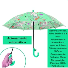Guarda Chuva Infantil Unicórnio Automático com Apito