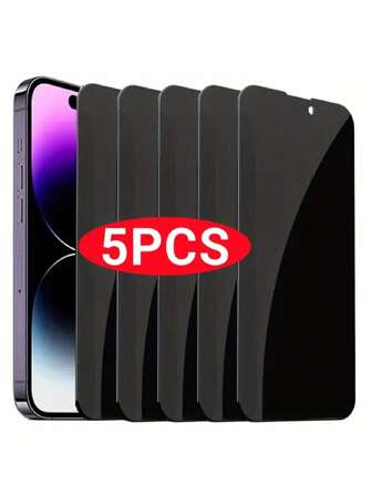 5 件全覆盖隐私保护屏幕保护膜适用于 11/12/13/14/15/16 PRO MAX/14 Plus/XS/X/XR 钢化玻璃隐私保护膜适用于 15 Plus
