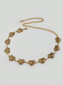 1 pieza Cadena de cintura con patrón floral de corazón de metal, adecuada para combinarse con vestidos