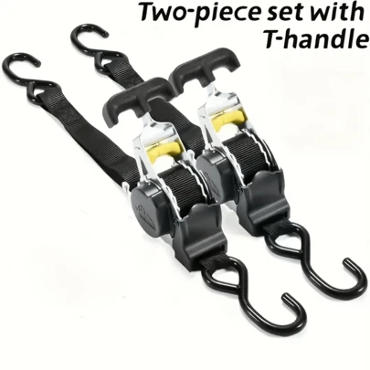 2-Piece Retractable Ratchet Straps, Auto Retract Boat Trailer Straps, Ergonomic Retracting Tie Downs Cargo Buckle Straps, Cargo Strap Tie Downs For Trunk, Motorcycle, Trailers, Boats, ATVs, UTVs