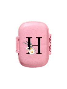 便携式 8 格密封药盒，防尘防潮，一周 7 天使用，黑色雏菊向日葵字母艺术字母设计，药丸、胶囊和维生素收纳盒，首字母旅行药丸收纳盒，8 格便携式 A-Z 字母药盒，每日维生素药盒，口袋钱包药品收纳盒小药丸容器，字母 ID 吊饰收纳盒 - 彩色 - 查看 23