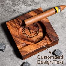 Custom Engraved Cigar Ashtray – Walnut Wood Ashtray For Graduation Parties – Perfect Husband & Groomsman Gift – Cigar Lover's Essential