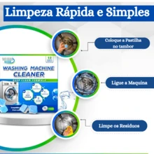Kit 12 Limpador De Maquina Lavar Roupa Pastilha Tablete Comprimido Efervescentes Multifuncional Higieniza Limpa Tambor