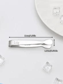 1pc Custom Text 304 Stainless Steel Tongs, Ice Tongs, Sugar Cube Tongs, Ice Cubes, Ice Bucket Tongs, Food Snacks, Small Tongs, Thickened Multi-Purpose Tongs