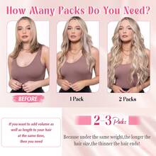 8Pieces/Set Clip In Hair Extensions Long Straight 26inch/66cm Thick Synthetic Hair Piece Silk Fiber Double Weft Heat Resistant Natural 8Pcs Hairpieces Highlight Mix Pure Colors For Women Daily Party Festival Halloween Christmas - Light Blue - 查看 10