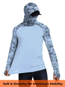 RODEEL Men's Shoulder Cap Hooded Sweat Absorbent Breathable With Mask Neck Protector Long-Sleeved T-Shirt For Outdoor Fishing Hiking Cycling Outdoor Activities