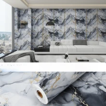 1 Roll Of Luxurious Wall Vinyl Self-Adhesive Wallpaper, 3D Wall Stickers Self-Adhesive Detachable Wallpaper, Used For Kitchen Splash-Proof Panels, Countertops, Bathroom Basins, Masonry And Wood Grain Styles, Home Decoration And Room Decoration - Baby Blue - View 9