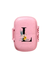 便携式 8 格密封药盒，防尘防潮，一周 7 天使用，黑色雏菊向日葵字母艺术字母设计，药丸、胶囊和维生素收纳盒，首字母旅行药丸收纳盒，8 格便携式 A-Z 字母药盒，每日维生素药盒，口袋钱包药品收纳盒小药丸容器，字母 ID 吊饰收纳盒 - 彩色 - 查看 14