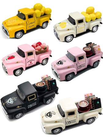 1pc Coffee Bar Coffee Decoration, Retro Truck Decoration With Books And Coffee Logos, Coffee Station Farmhouse Kitchen Decoration, Coffee Bar Accessories, Layered Tray Decoration, Coffee Table Center Decoration, Black/Cream/Pink