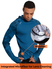 RODEEL Sun Hoodie Shirts W/ UV Detection Mask Neck Gaiter Thumbhole Men UPF 50+ Sun Protection Long Sleeve Lightweight Quick Dry Moisture Wicking Breathable Cooling Athletic Activewear For Outdoor Fishing Roofing Construction, Holiday Gift - Màu xanh ngọc - Xem 7