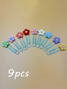 30件/27件/10件/9件/8件/6件/5件/3件/1件花朵PVC+金属回形针书签，可爱办公文具别针，多种颜色可选 - 彩色 - 查看 28