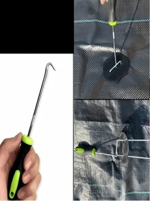 1 Stück schweres Metall U-förmiges Dichtungsabzieher für Garten, Rasenrisse und Plattenfugen - Grün und Schwarz Griff Rasenlockerwerkzeug, Fenster Schirm Halter Ersatz Haken, Dichtungsabzange, perfekt zum Jäten und Bodenräumung, Plattenfugensäuberer | U-förmiges Design | Metallstruktur