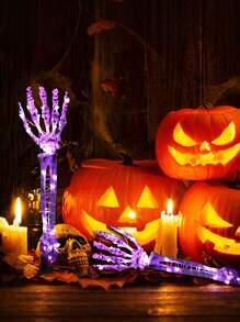 1PC Halloween Skeleton Hand Ground Insert Light A Pair Solar Powered Battery Box Powered LED Lighting 40 Super Bright Beads Suitable Height Outdoor Decoration Lawn Layout Multi Color Lighting Green Purple Yellow Etc Terror Atmosphere Creation Festival Decoration Courtyard Decor Waterproof Design Creative Shape Night Lighting Party Arrangement Halloween Decor Light Home Decor Party Decor Halloween Decoration Room Deocr Halloween Garden Decor For Gift Fairy