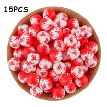 15pcs, Halloween Themed Printed Silicone Beads, Skull, Pumpkin And Other Patterns, Suitable For DIY Jewelry Making, Keychains, Bracelets, Hanging Ropes And Pen Beads, Keychain Making Materials, - Multicolor - View 13