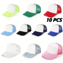 Colorblock Casual Polyester    10 PCS Mixed Color Bulk Sublimation Blanks Baseball Caps | Polyester Mesh Trucker Hats For Adults - 10 PCS MIXED - 查看 1