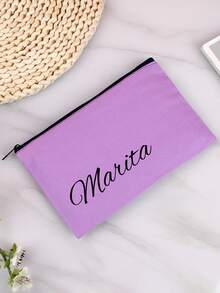 1 件定制个性化帆布化妆包、旅行洗漱用品收纳包、定制文字和图像帆布包、女士化妆包、化妆包、铅笔包、优质拉链化妆包、新娘礼品包、派对礼物、学校礼品包、节日礼物、送给爸爸、妈妈、朋友、同学、儿子、女儿、情侣的礼物，适合日常、户外、旅行、卧室、浴室使用 - 彩色 - 查看 3