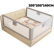 Yadea BabyAlly Toddler Bed Guard, Foldable Bed Fence, Fall Prevention, Easy Installation, Height Adjustable Bed Guard, Stable U-Shaped Base, For Toddlers, Babies, Kids (190x190x140cm) - 灰色 - 查看 11