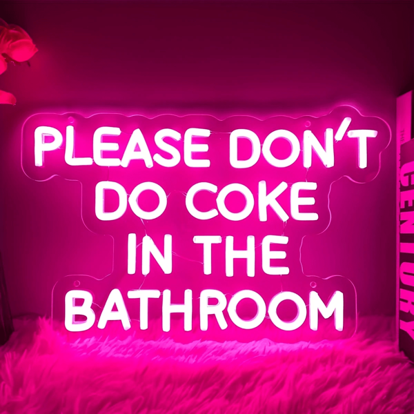 Neonreclame | "Niet doen in de badkamer" LED-flexverlichting | Verstelbare helderheid | USB-voeding | Wandmontage | Multifunctionele decoratie voor thuis, bar, bruiloft, feest | Witte neonverlichting, badkamerdecoratie
