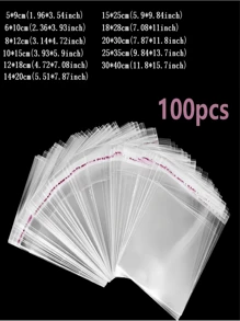 100pcs, OPP Transparent Dust-Proof Plastic Self Adhesive Bags ,Over Ten Sizes To Choose From And Use For Small Accessories, Baking, Keychains, Pendants, Cards, Holiday Gift Packaging Supplies, Transparent Storage Bags, Packaging Bags, Christmas,Halloween,Holiday Essentials,Gift Bags,Party Bag Fillers,Party Bag Fillers,(Whether There Are Letter-Style Designs Or Not Is Random)