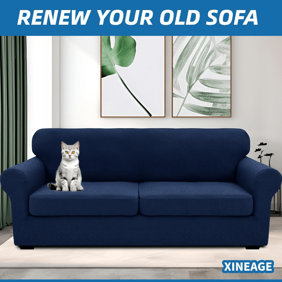 Local Delivery- 2025 New 2 Pieces Chair Covers With Arms Super Stretch Chair Slipcover For Living Room Pet Dog Universal Slip Cover Anti Slip Armchair Furniture Protector (Light Gray), 31"-46"(1 Cushion) - Đậu xanh - Xem 5