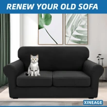 Local Delivery- 2025 New 2 Pieces Chair Covers With Arms Super Stretch Chair Slipcover For Living Room Pet Dog Universal Slip Cover Anti Slip Armchair Furniture Protector (Light Gray), 31"-46"(1 Cushion) - Wine Red - 查看 2