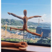 IKEA 可動木人 櫸木藝術模型 茶檯桌面擺飾 ins風拍照道具工藝品 原木