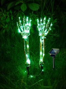 1PC Halloween Skeleton Hand Ground Insert Light A Pair Solar Powered Battery Box Powered LED Lighting 40 Super Bright Beads Suitable Height Outdoor Decoration Lawn Layout Multi Color Lighting Green Purple Yellow Etc Terror Atmosphere Creation Festival Decoration Courtyard Decor Waterproof Design Creative Shape Night Lighting Party Arrangement Halloween Decor Light Home Decor Party Decor Halloween Decoration Room Deocr Halloween Garden Decor For Gift Fairy