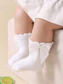 20 /12Pairs Baby Girl Socks - Girls' Socks With Bowknot Lace Decor - Skin-Friendly Soft Comfortable Princess Socks - Perfect For Daily Wear/Festival Gifts/Travel