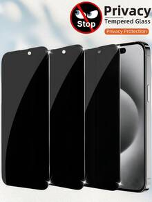 3 Stücke Datenschutz-Displayschutzfolien aus Glas, kompatibel mit IPhone 16 15 14 13 12 11 Promax Xs Max, Datenschutzfolie mit ölabweisender Beschichtung, ultra-klare Frontanzeige, seitlicher Datenschutz, glatt und geschmeidig zum Anfassen, kratzfest, staubfrei, wasserdicht, fingerabdruckfest und kratzfest - Schwarz - Übersicht 2