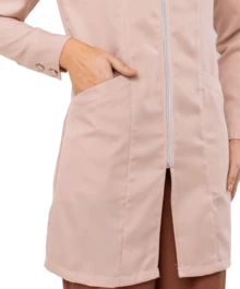 Women's Fitted Lab Coat With Zipper And Puff Sleeves Evi - 米色 - 查看 3